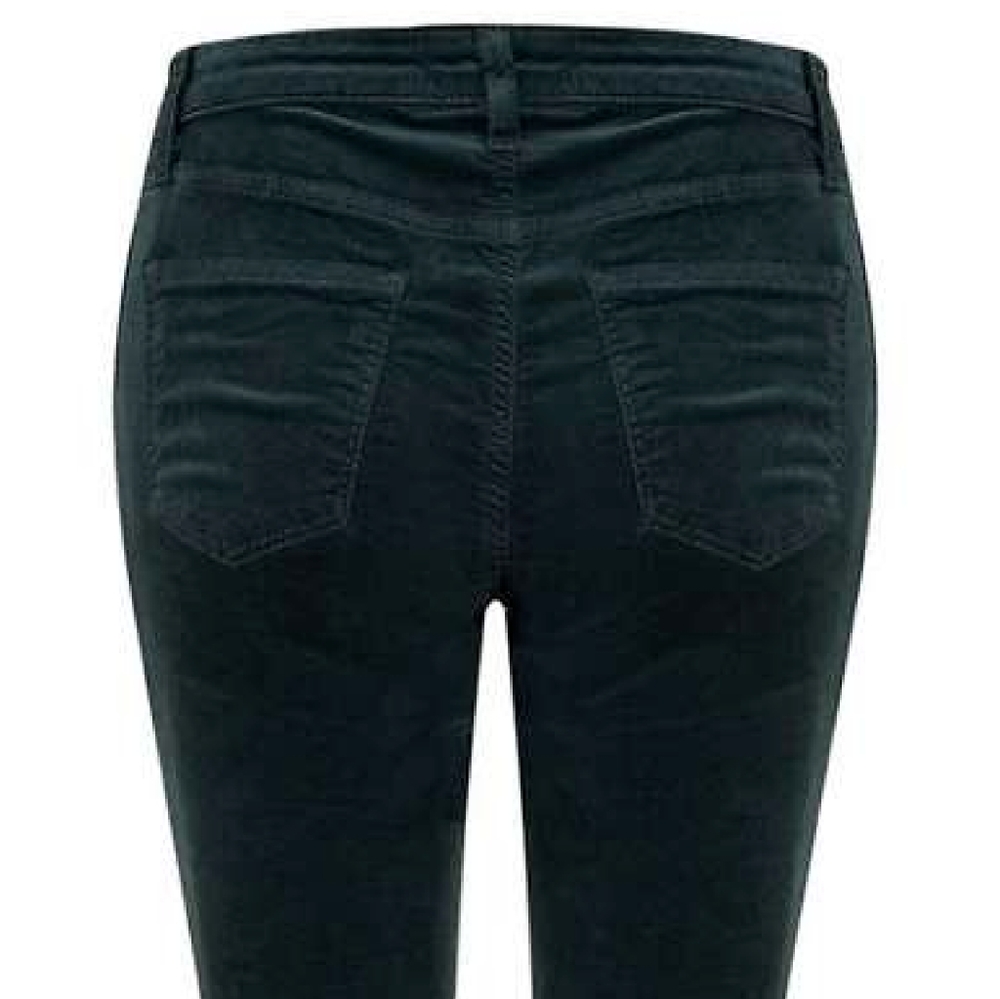 Emerald Green Velvet Mid Rise Skinny Pant